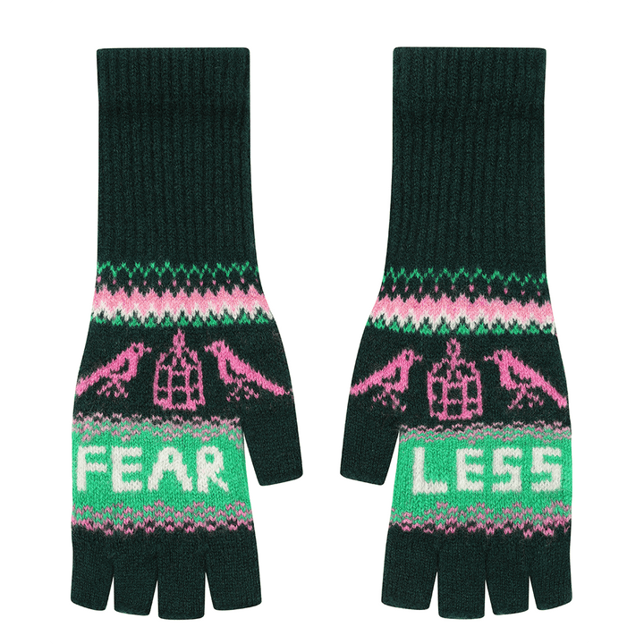 Fearless Fairisle Mittens in Forest Freen Gloves & Mittens Black & Beech
