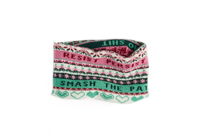 Feminist Fair Isle Snood in Peppermint & French Rose Snood Black & Beech