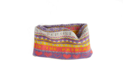 Feminist Fair Isle Snood in Violet Coral & Piccalilli Black & Beech