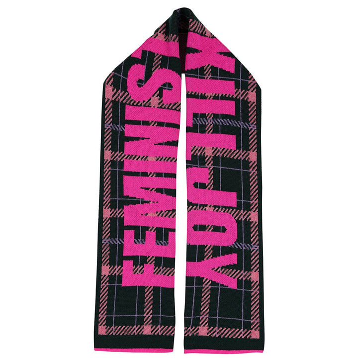 Feminist Killjoy Scarf in Forest Green & Neon Pink Scarves Black & Beech