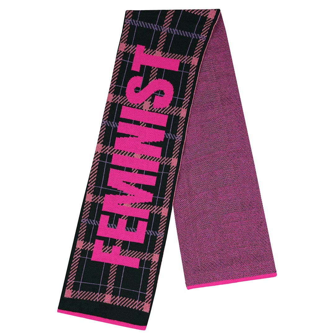 Feminist Killjoy Scarf in Forest Green & Neon Pink Scarves Black & Beech