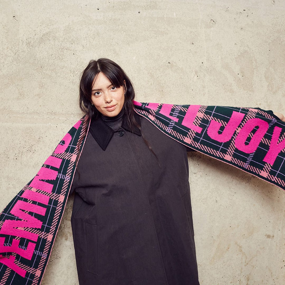 Feminist Killjoy Scarf in Forest Green & Neon Pink Scarves Black & Beech