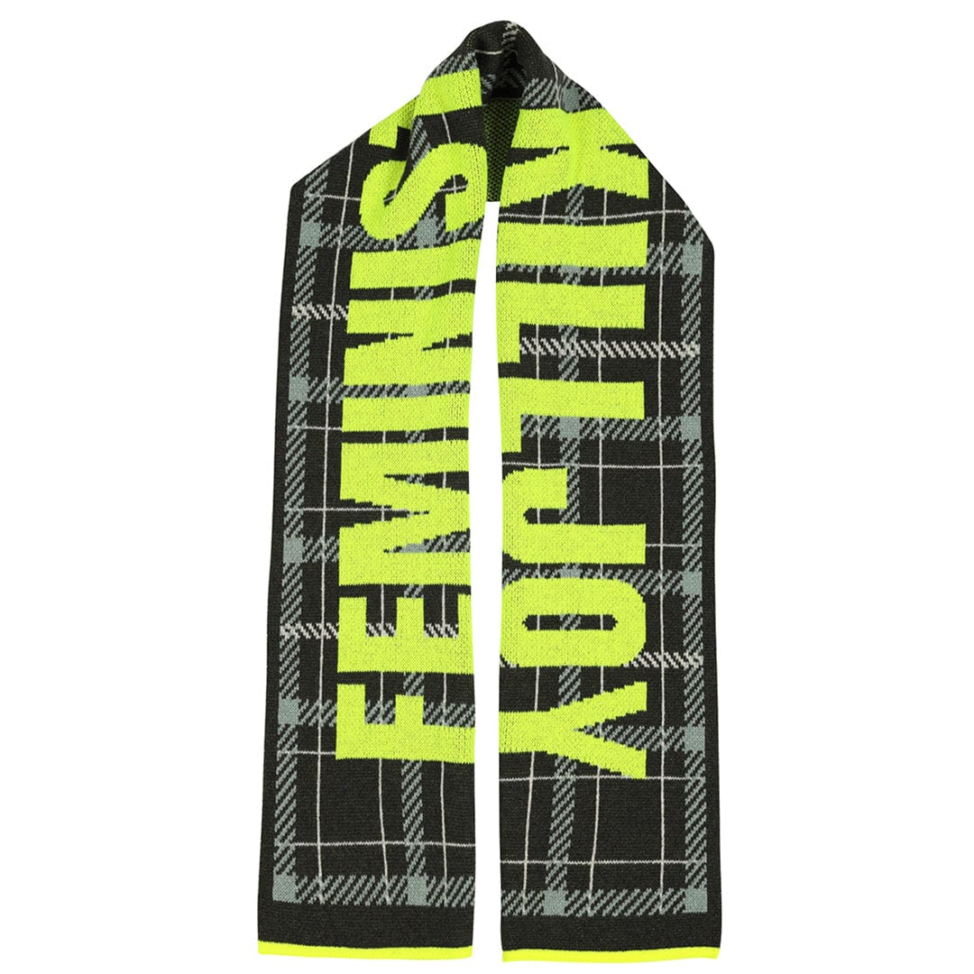 Feminist Killjoy Scarf in Seaweed & Neon Yellow Scarves Black & Beech