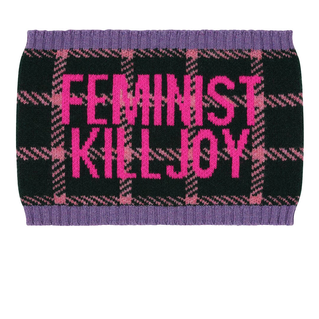 Feminist Killjoy Snood in Forest Green & Neon Pink Snood Black & Beech