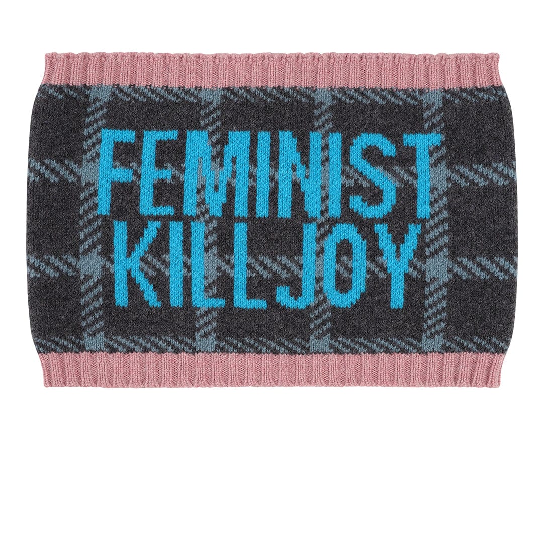 Feminist Killjoy Snood in Graphite & Neon Blue Snood Black & Beech