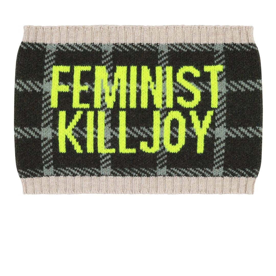 Feminist Killjoy Snood in Seaweed & Neon Yellow Snood Black & Beech