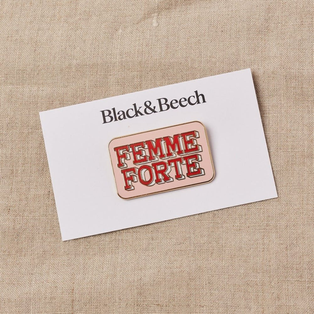 Femme Forte Enamel Pin Brooches & Lapel Pins Black & Beech