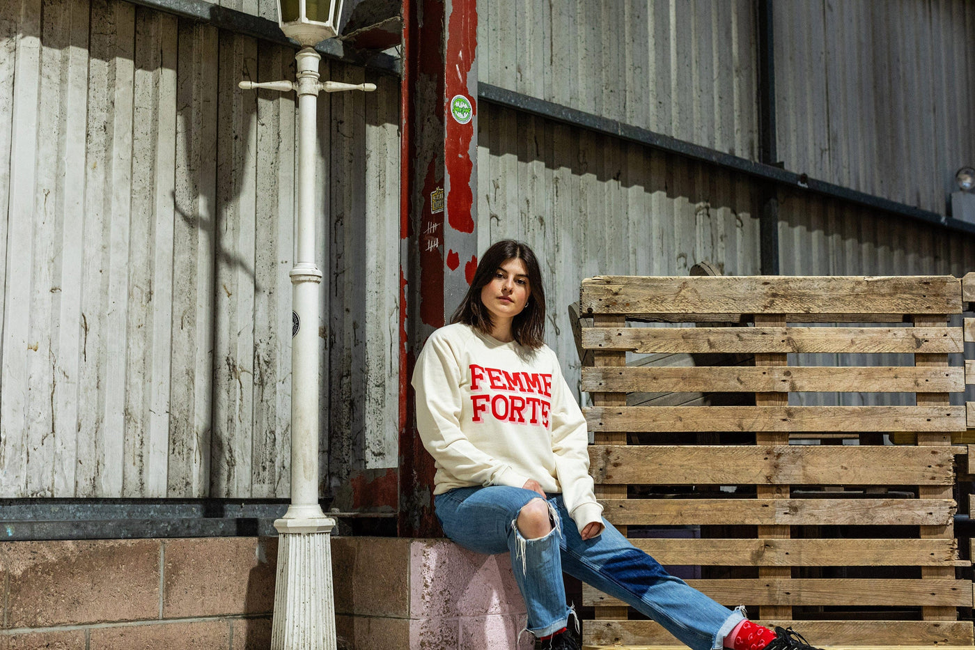 Femme Forte Natural Raw Organic Cotton Sweater Sweatshirts Black & Beech