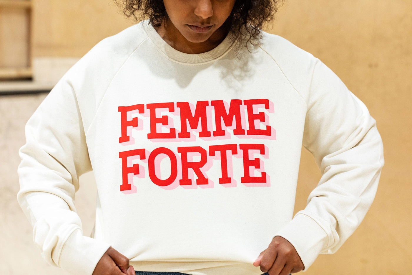 Femme Forte Natural Raw Organic Cotton Sweater Sweatshirts Black & Beech