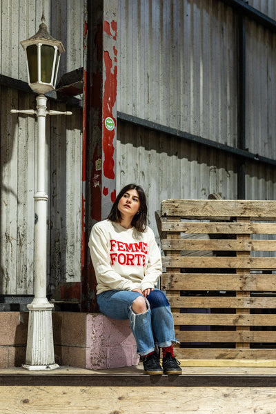 Femme Forte Natural Raw Organic Cotton Sweater Sweatshirts Black & Beech