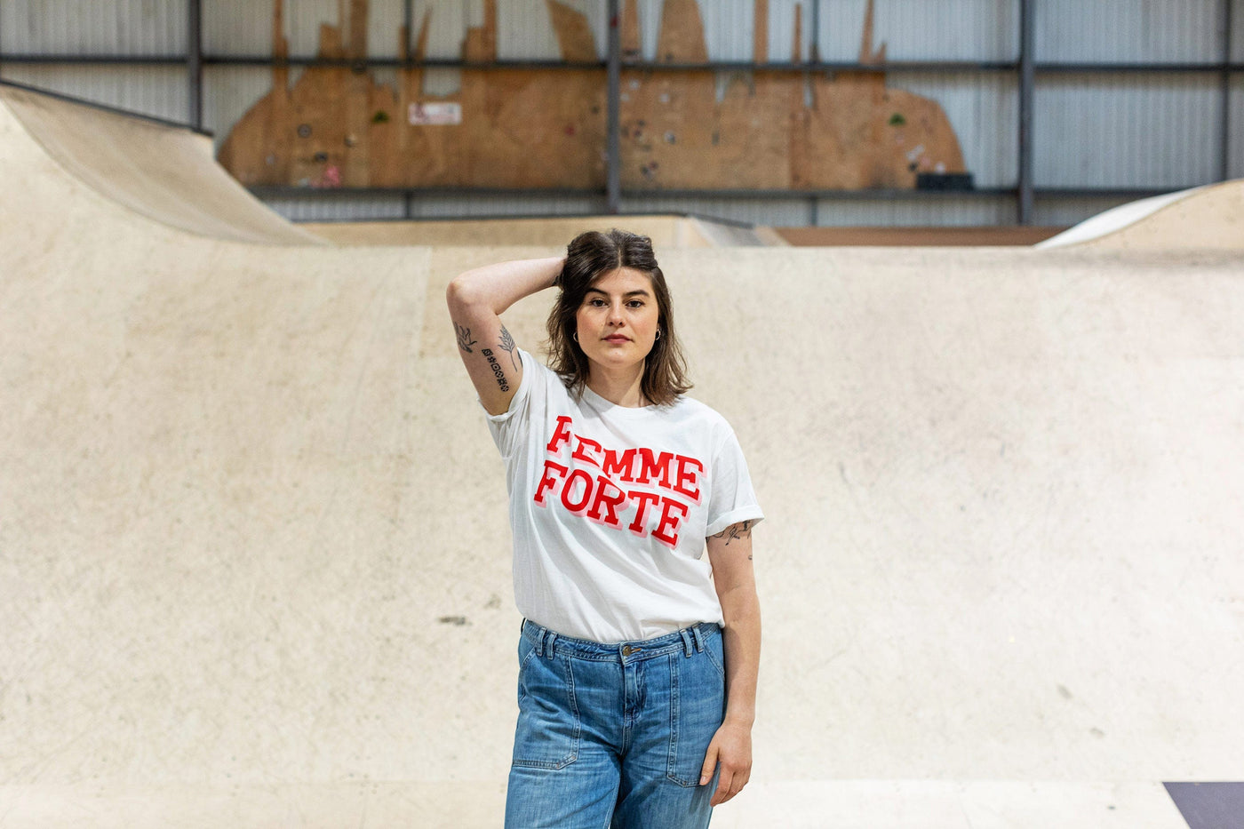 Femme Forte White Organic Cotton T-Shirt T-shirts Black & Beech