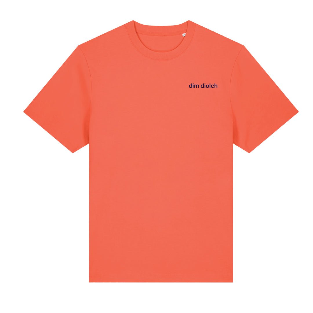 Dim Diolch Embroidered T-shirt - PREORDER - Black &amp; BeechFiesta with Navy thread