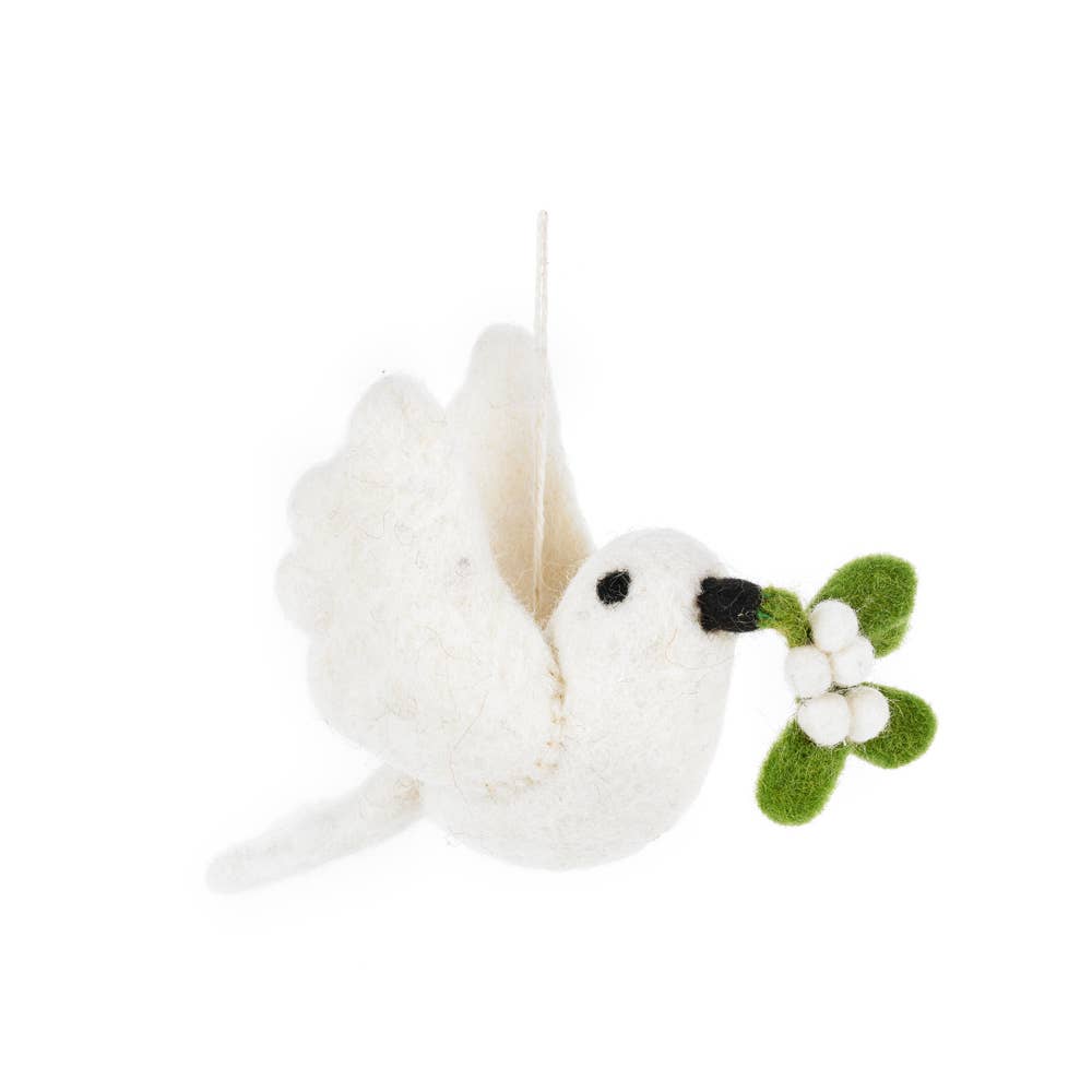 Handmade Felt Mistletoe Dove Hanging Christmas Decoration Felt So Good