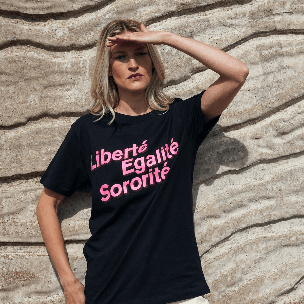 Liberté, Egalité, Sororité® Black Organic Cotton T-Shirt T-shirts Black & Beech