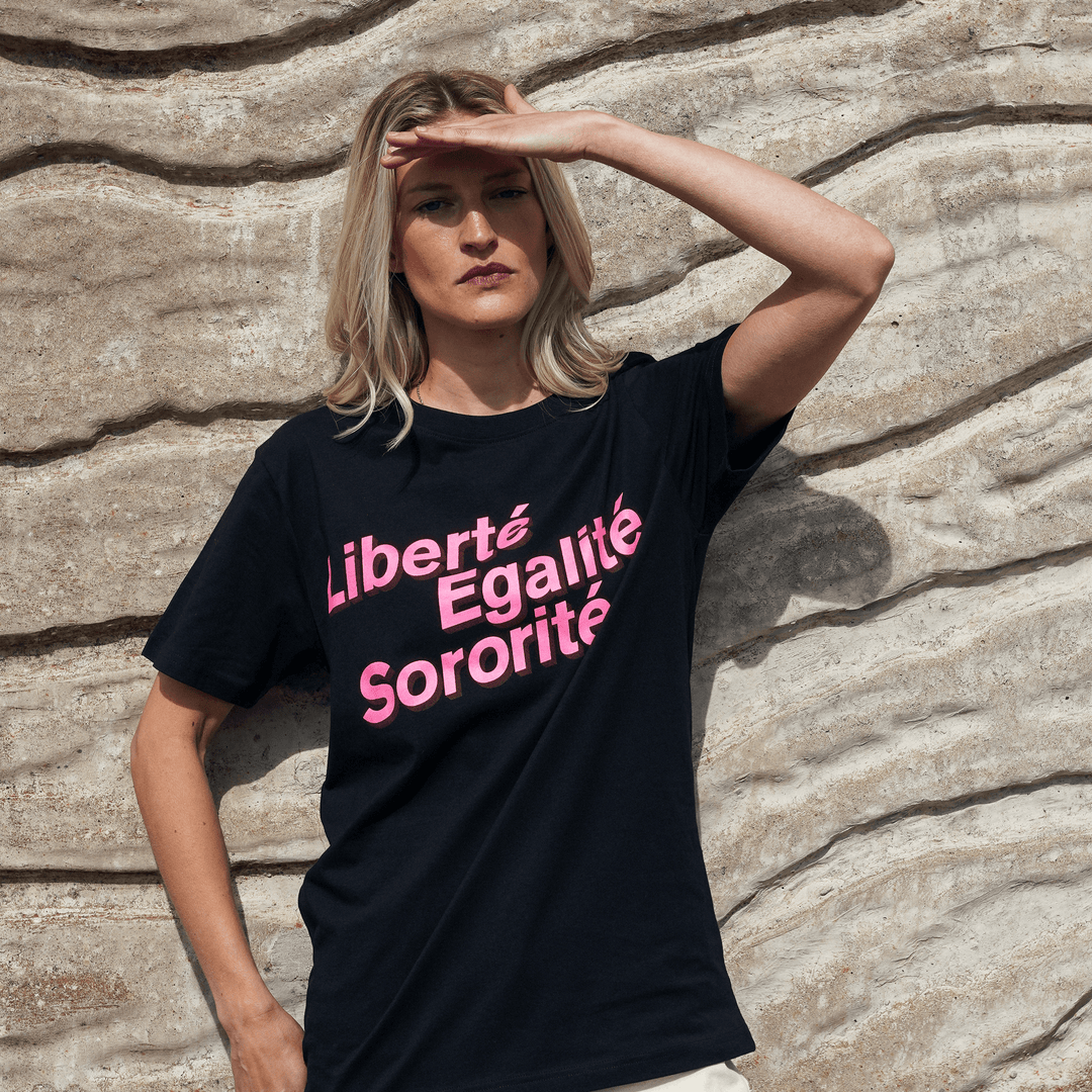 Liberté, Egalité, Sororité® Black Organic Cotton T-Shirt T-shirts Black & Beech