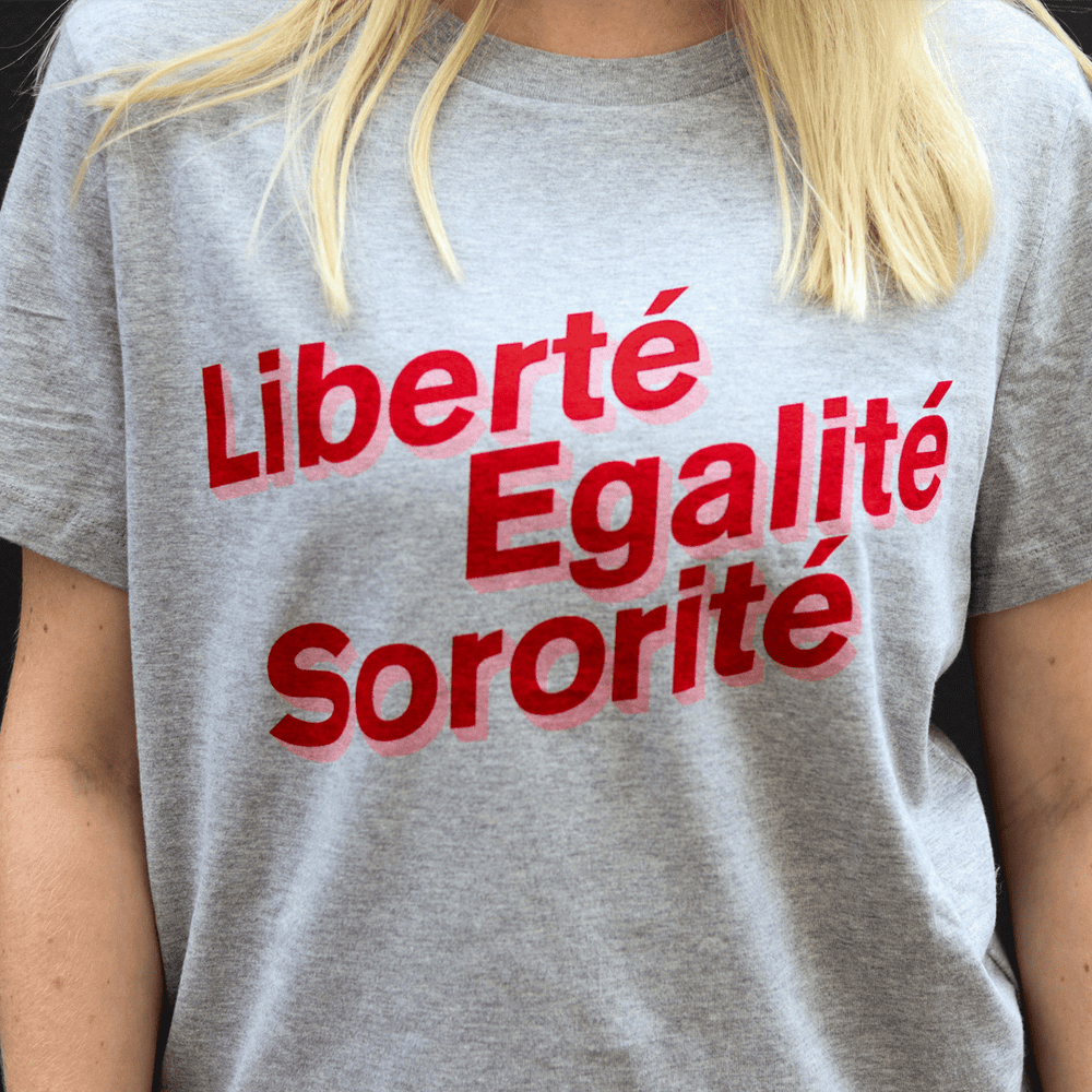 Liberté, Egalité, Sororité®  Organic Cotton T-Shirt in Melange Grey T-shirts Black & Beech