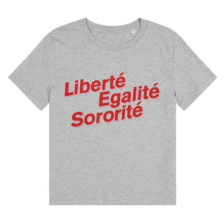 Liberté, Egalité, Sororité®  Organic Cotton T-Shirt in Melange Grey T-shirts Black & Beech