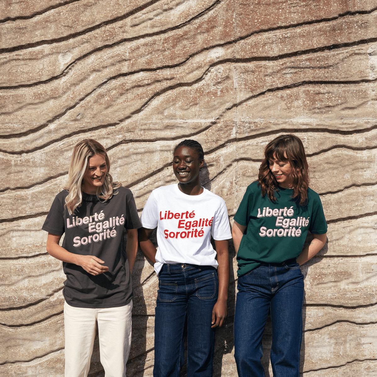 Liberté, Egalité, Sororité® White Organic Cotton T-Shirt - Black & BeechXS