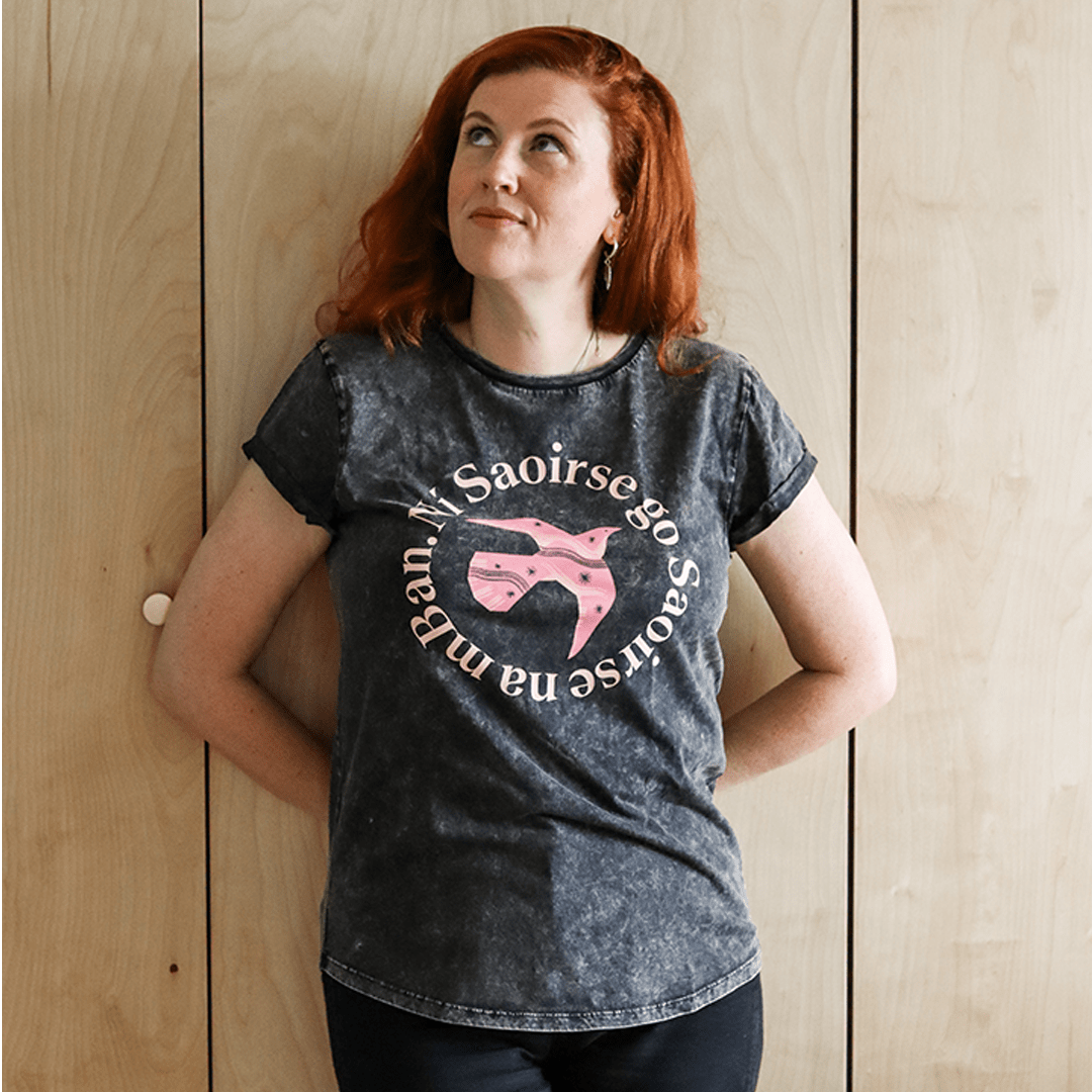 Ní Saoirse go Saoirse na mBan T-Shirt in Acid Black T-shirts Black & Beech