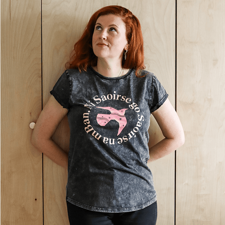 Ní Saoirse go Saoirse na mBan T-Shirt in Acid Black T-shirts Black & Beech