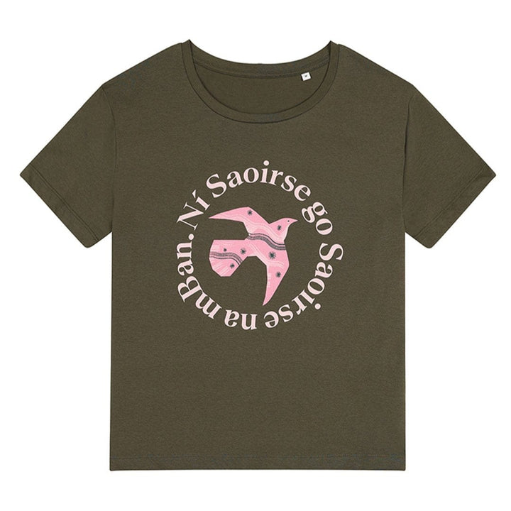 Ní Saoirse go Saoirse na mBan T-Shirt in Khaki T-shirts Black & Beech