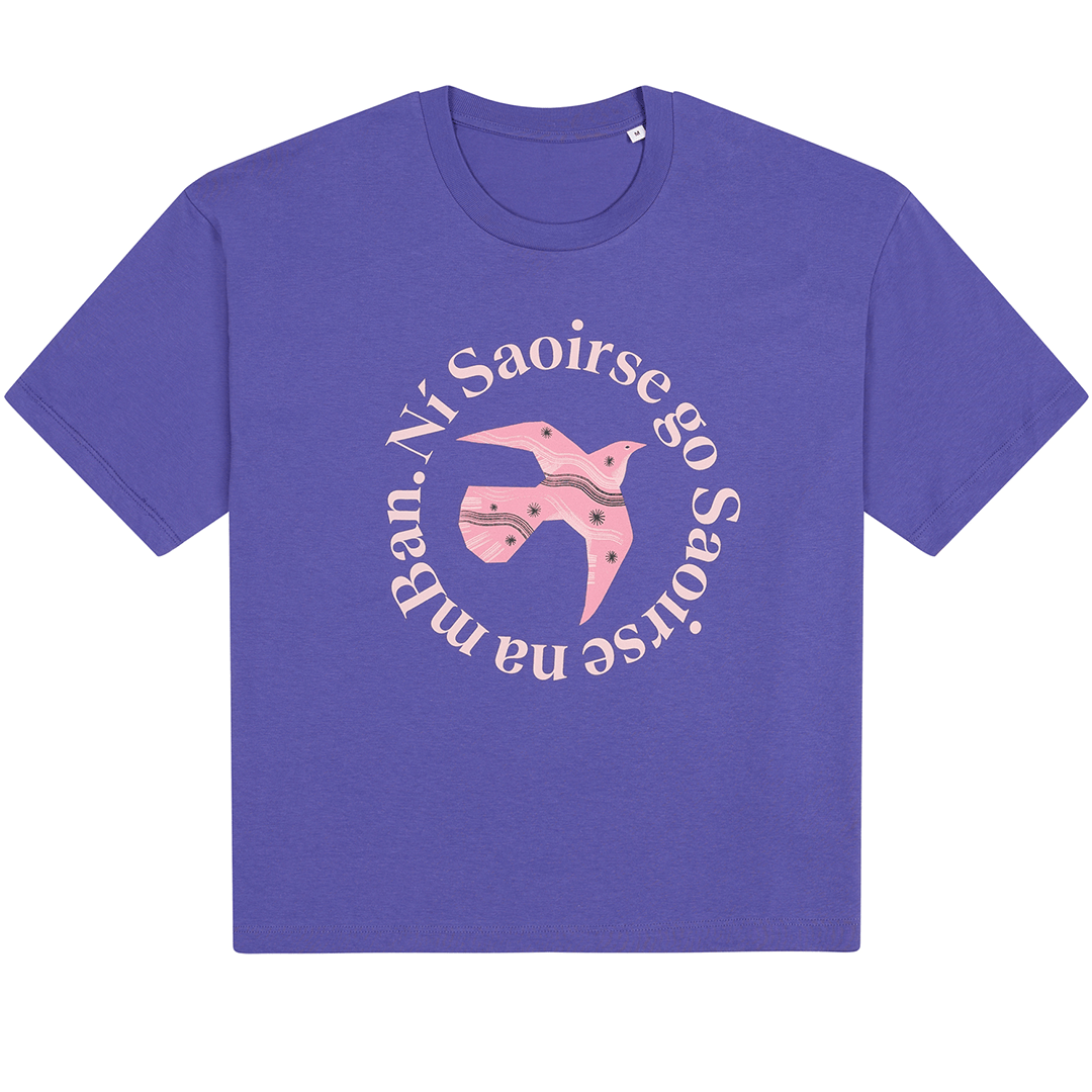 Ní Saoirse go Saoirse na mBan T-Shirt in Purple T-shirts Black & Beech