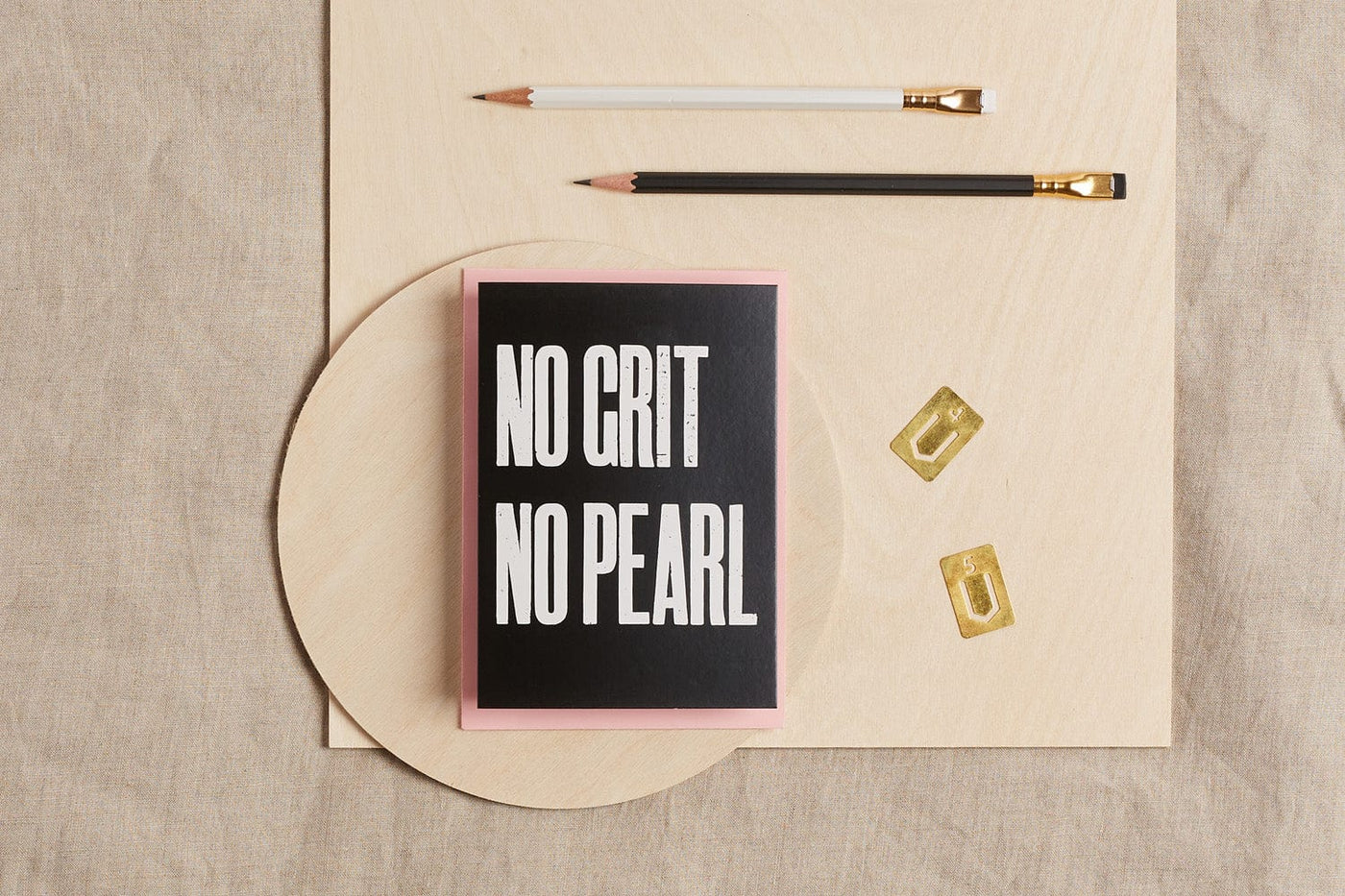 No Grit No Pearl Black & White Greeting Card Greeting & Note Cards Black & Beech