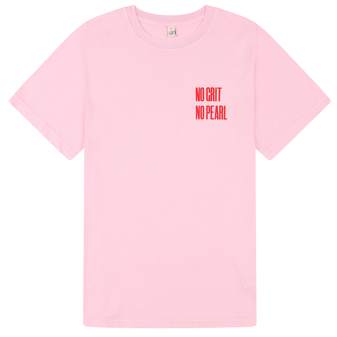 No Grit No Pearl Organic Cotton T-Shirt in Stonewash Pink T-shirts Black & Beech