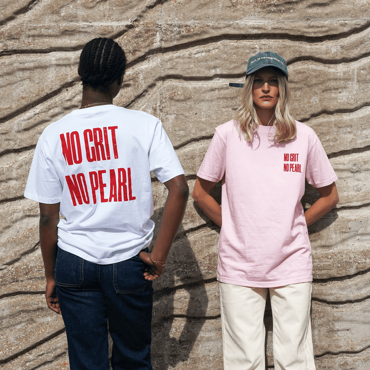 No Grit No Pearl Organic Cotton T-Shirt in Stonewash Pink T-shirts Black & Beech