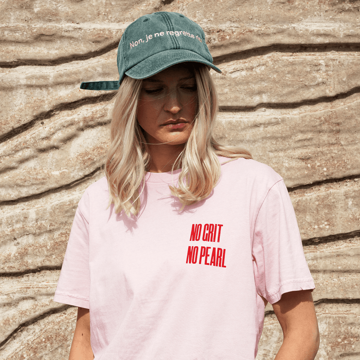 No Grit No Pearl Organic Cotton T-Shirt in Stonewash Pink T-shirts Black & Beech