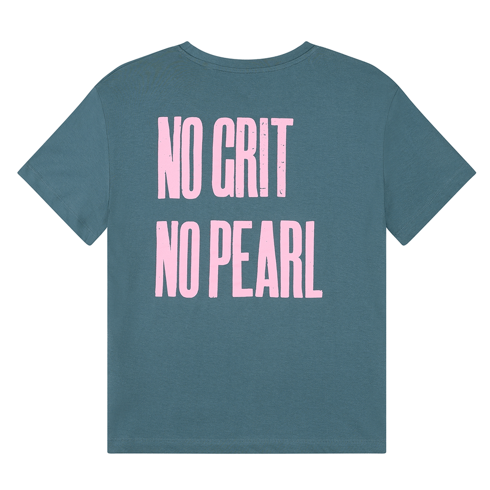 No Grit No Pearl Organic Cotton T-Shirt in Teal T-shirts Black & Beech