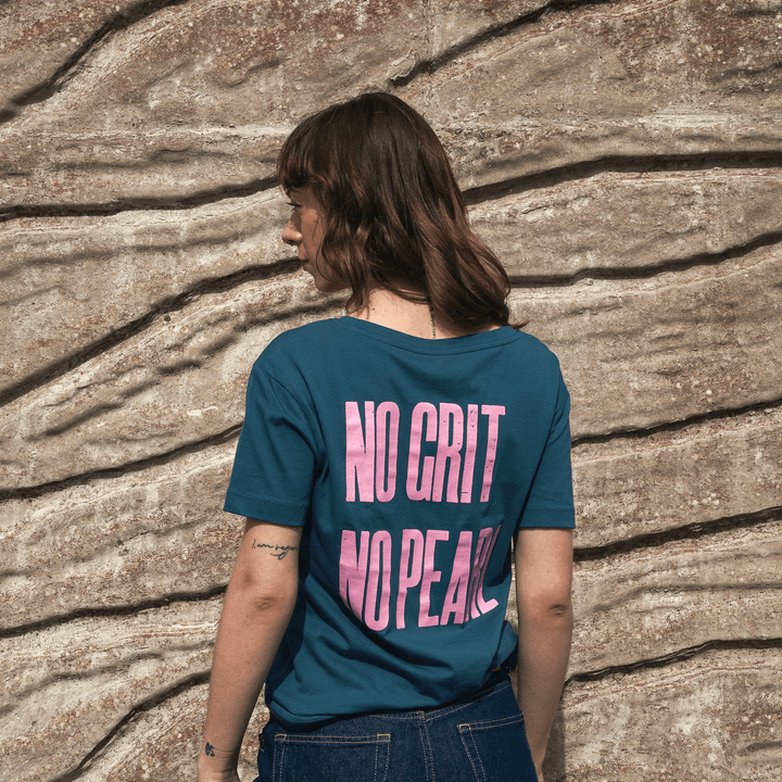No Grit No Pearl Organic Cotton T-Shirt in Teal T-shirts Black & Beech
