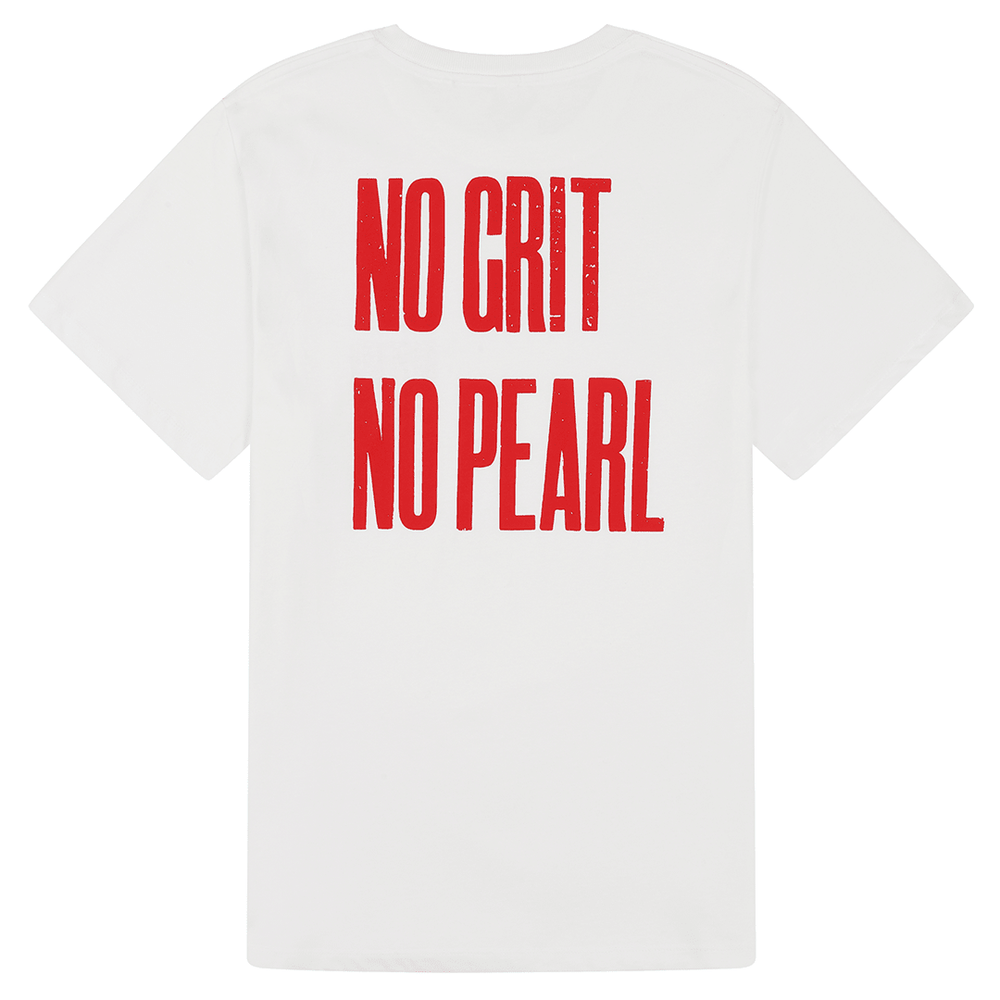 No Grit No Pearl Organic Cotton T-Shirt in White - Black & BeechXS