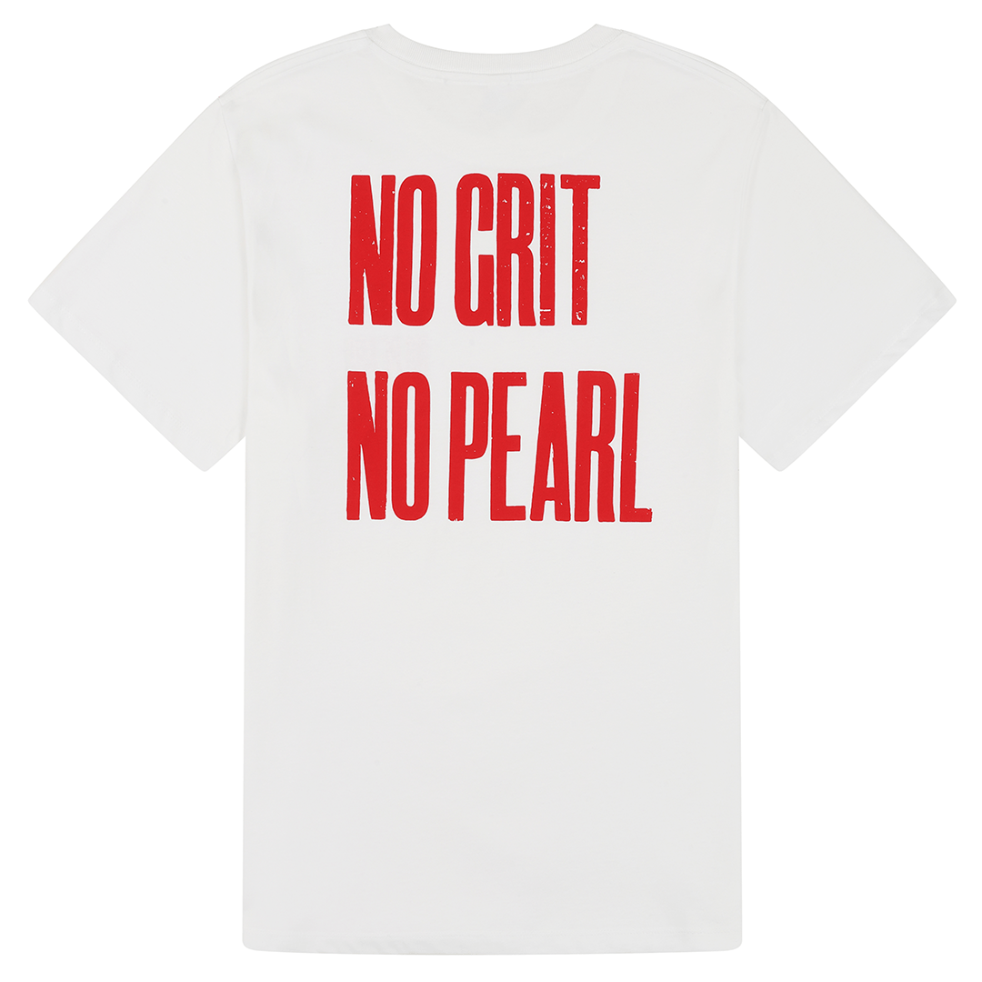 No Grit No Pearl Organic Cotton T-Shirt in White T-shirts Black & Beech