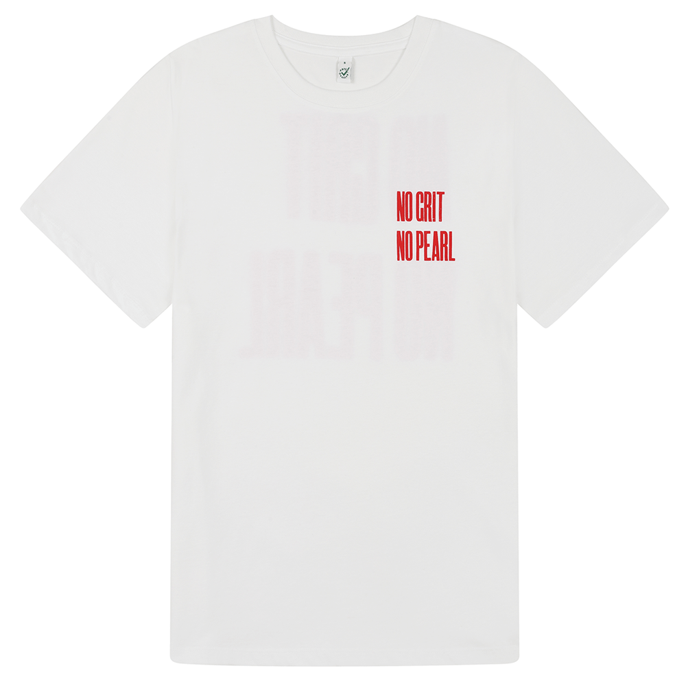 No Grit No Pearl Organic Cotton T-Shirt in White T-shirts Black & Beech