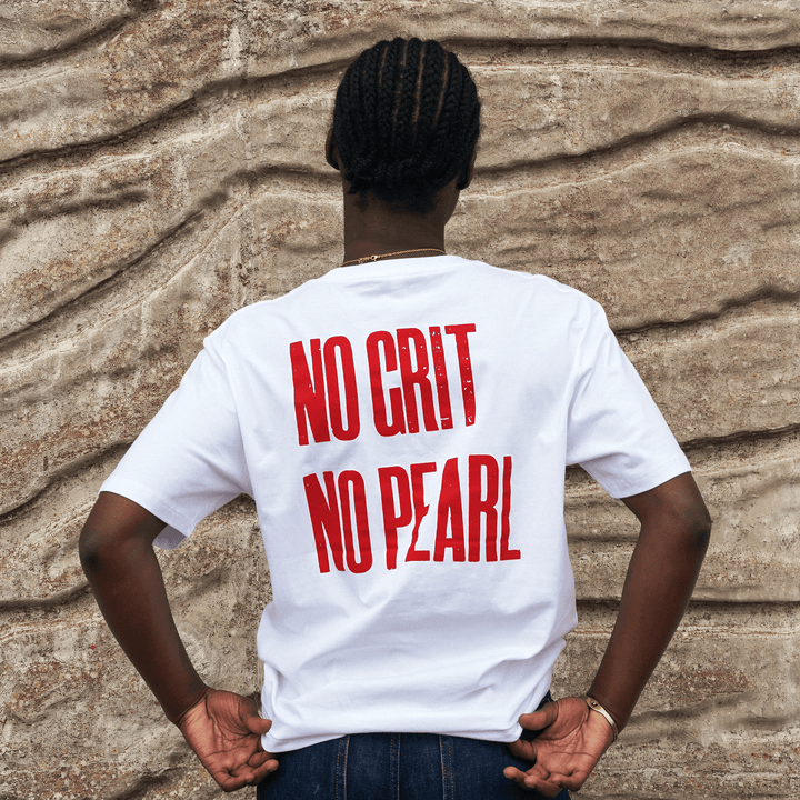 No Grit No Pearl Organic Cotton T-Shirt in White T-shirts Black & Beech