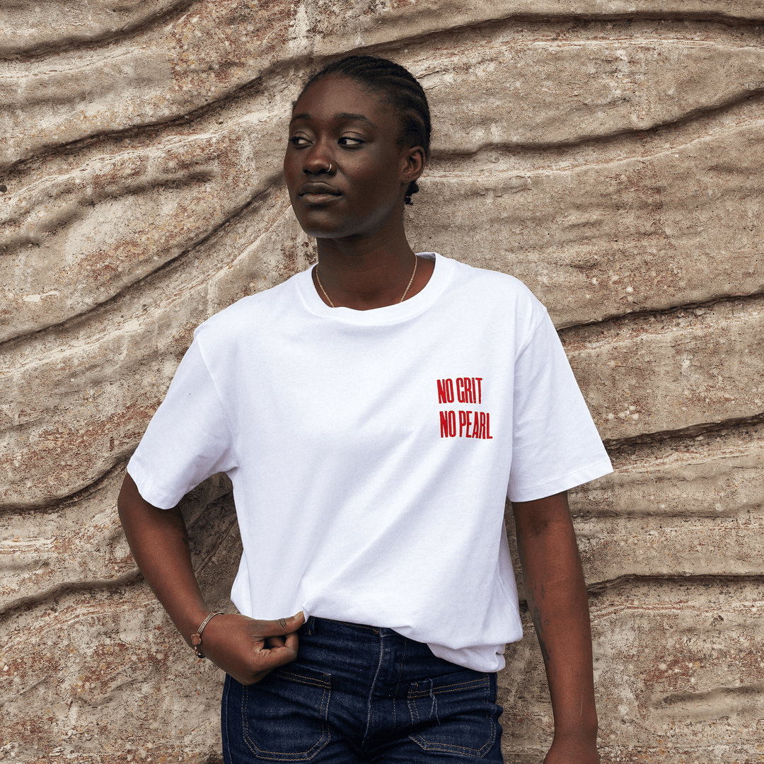 No Grit No Pearl Organic Cotton T-Shirt in White T-shirts Black & Beech