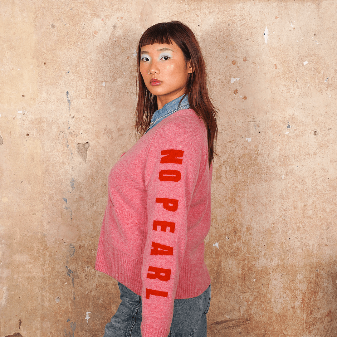 Pre-Order - No Grit No Pearl Cardigan in French Rose &amp; Rouge - Black &amp; BeechXS