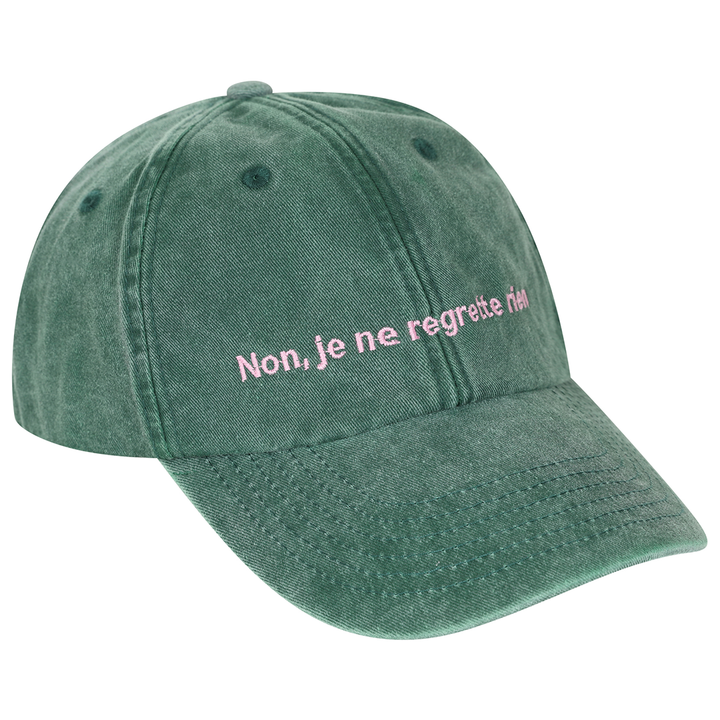 Non, Je Ne Regrette Rien Baseball Cap in Stonewash Green