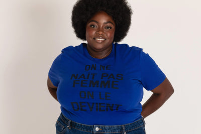 'On ne naît pas femme: on le devient' blue t-shirt T-shirts Black & Beech