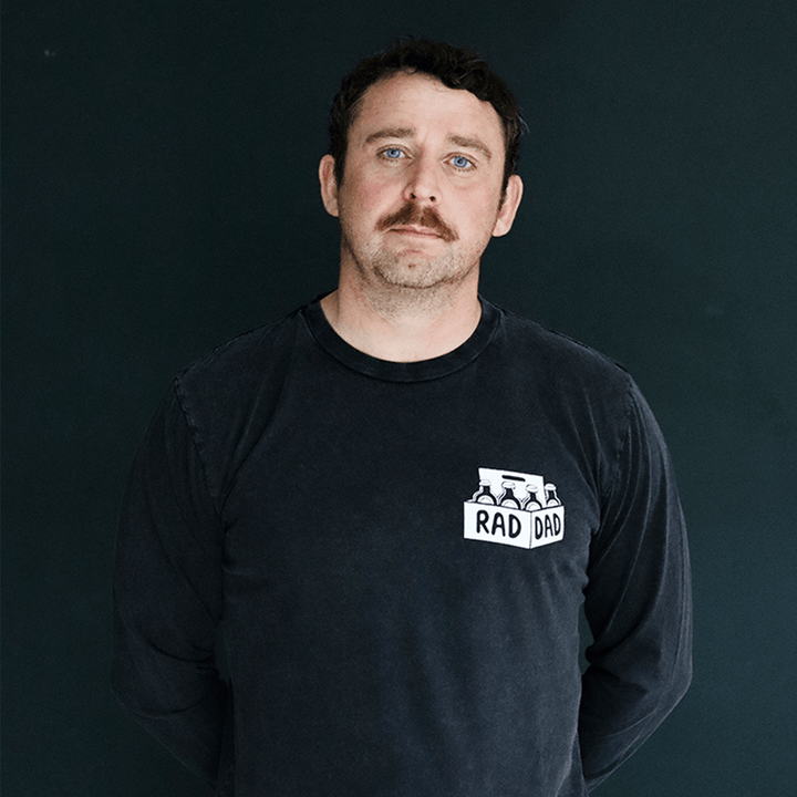 RAD DAD Beer Long Sleeve T-Shirt In Stonewash Black Men's T-Shirts Black & Beech