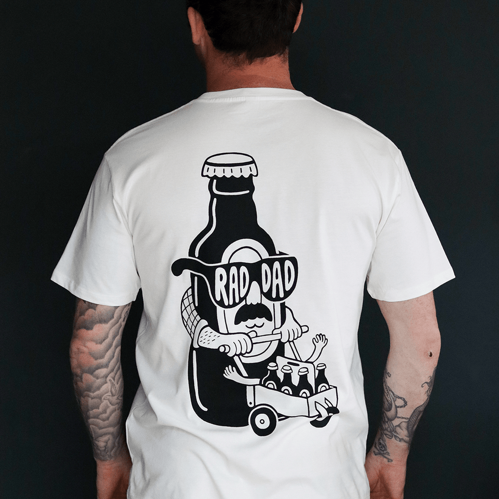 RAD DAD Beer T-Shirt In Faded White Men's T-Shirts Black & Beech