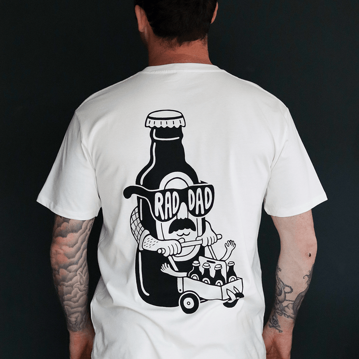 RAD DAD Beer T-Shirt In Faded White Men's T-Shirts Black & Beech