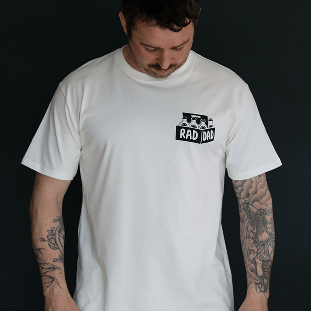 RAD DAD Beer T-Shirt In Faded White Men's T-Shirts Black & Beech