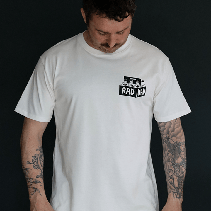 RAD DAD Beer T-Shirt In Faded White Men's T-Shirts Black & Beech