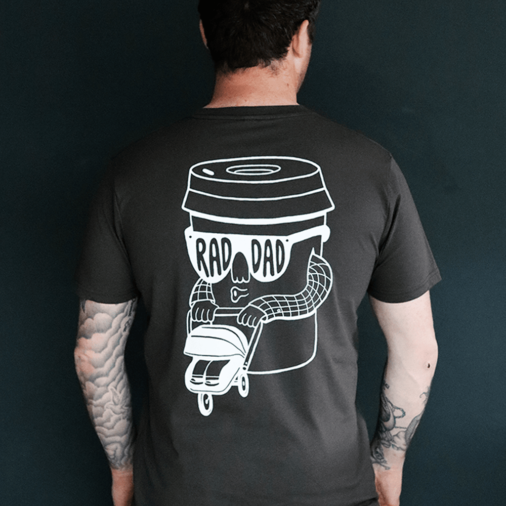 RAD DAD Coffee T-Shirt in Dark Charcoal Men's T-Shirts Black & Beech