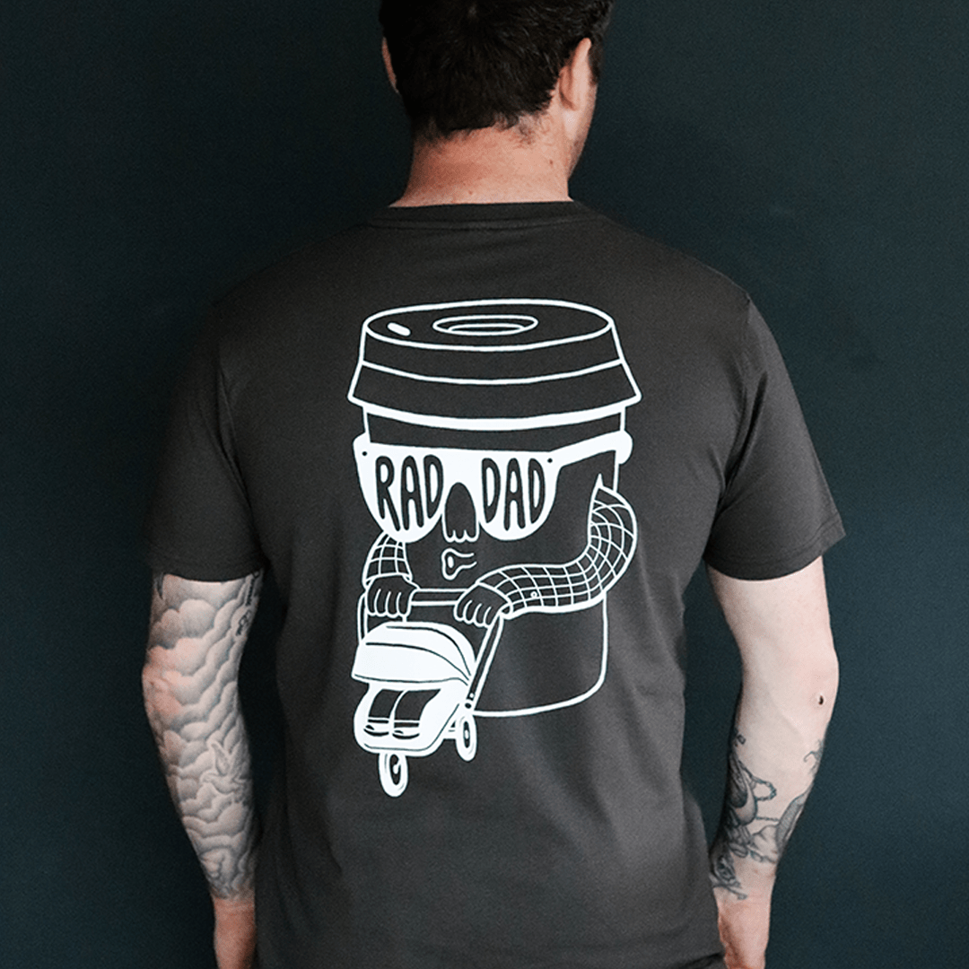 RAD DAD Coffee T-Shirt in Dark Charcoal Men's T-Shirts Black & Beech
