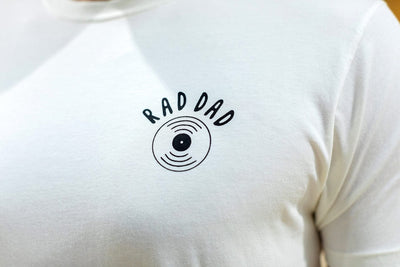 RAD DAD Music T-Shirt in Stone Washed White T-shirts Black & Beech