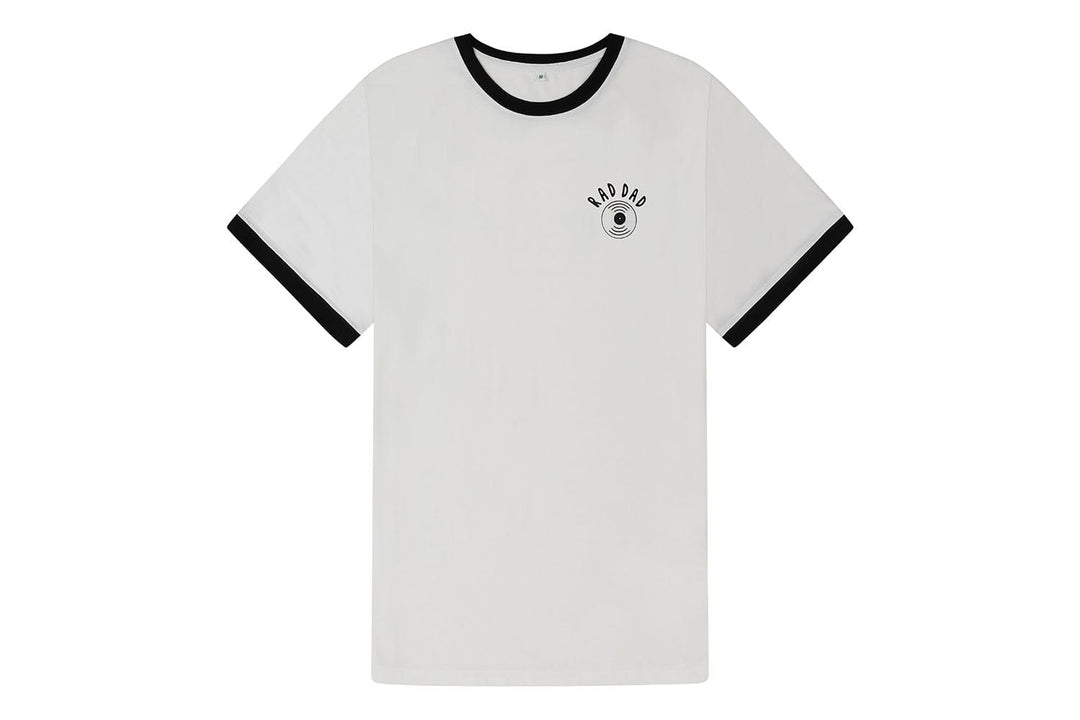 RAD DAD Music T-Shirt in White with Black Trim T-shirts Black & Beech