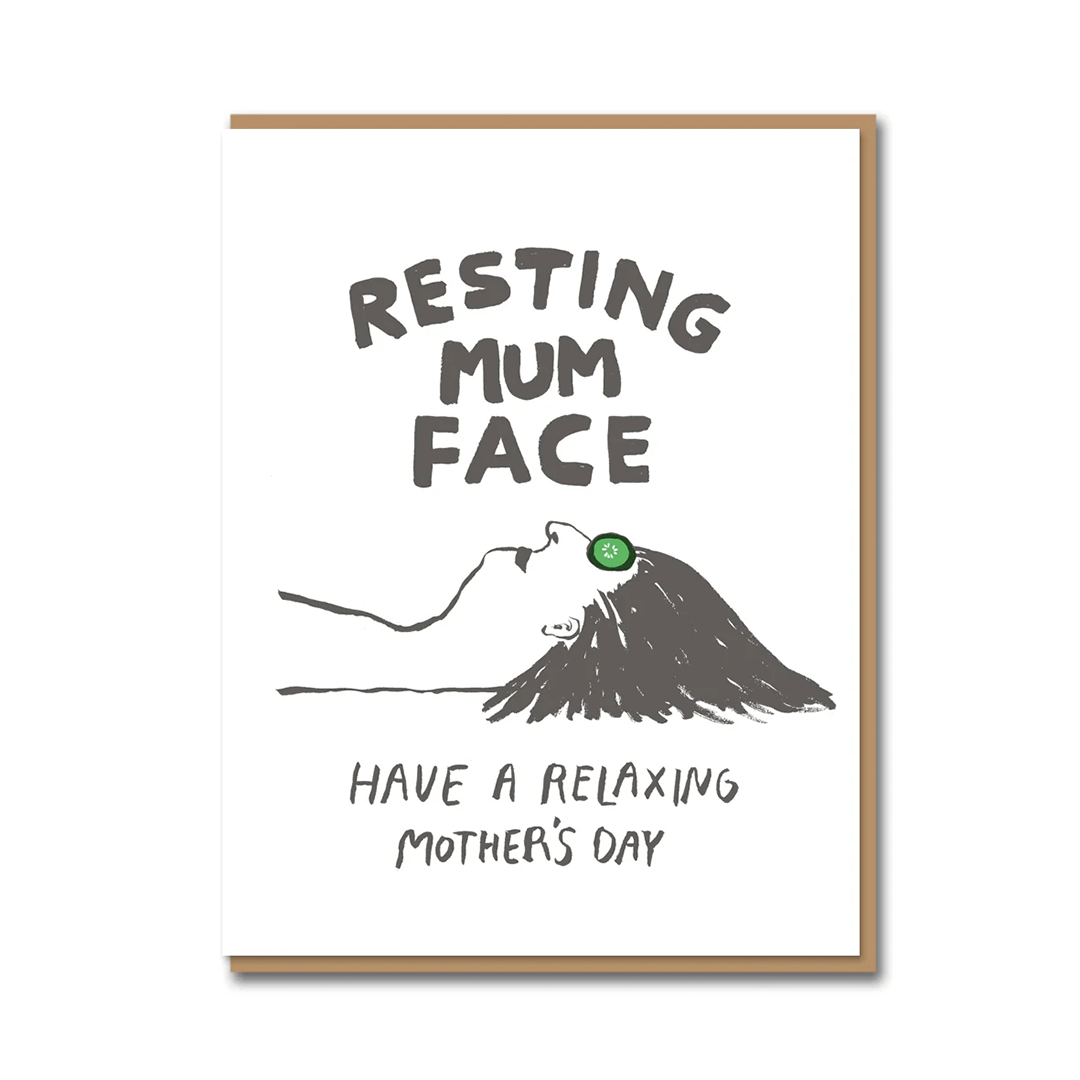 Resting Mum Face Greeting Card Greeting & Note Cards Black & Beech